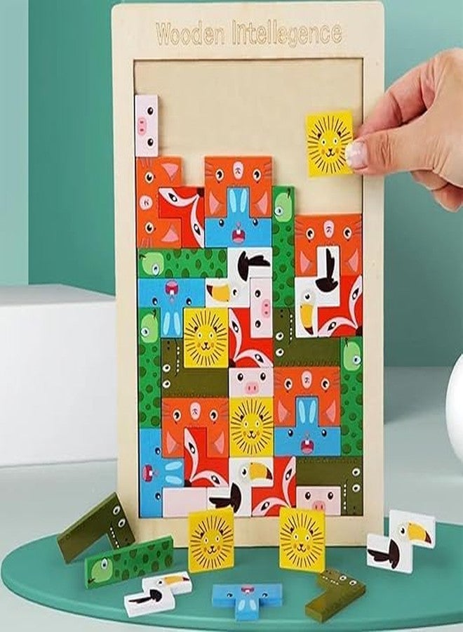NEKSTY Wooden 8 Pieces Animal and Dinosaur Theme Pegged Knob Toy (Combo of 2) - Image 2